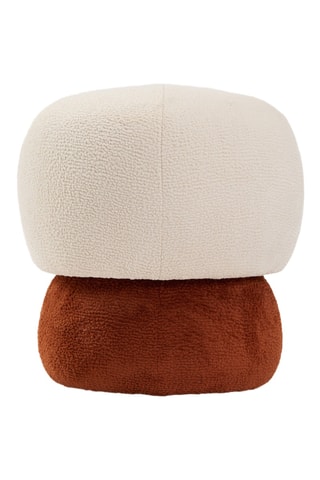 Pouf en hêtre - Beige - En tissu teddy
