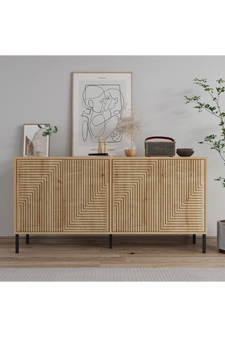 Buffet 4 portes Evolet - Sapphire Oak - 150 x 36 x 75 cm