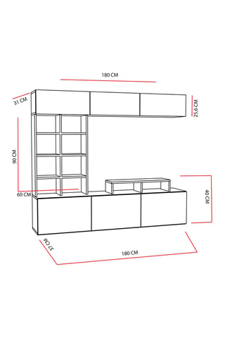Meuble TV Sasa - 188 x 42 x 18 cm