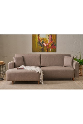 Canapé d'angle gauche convertible Mane Left - Beige - 2 places - En polyester