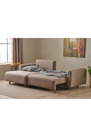 Canapé d'angle gauche convertible Mane Left - Beige - 2 places - En polyester
