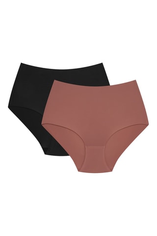 2 culottes taille haute Bump2 - Noir et marron