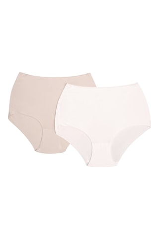 2 culottes taille haute Bump2 - Beige et blanc