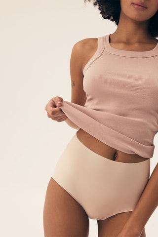 2 culottes taille haute Bump2 - Beige et blanc