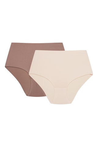 2 culottes taille haute Bump2 - Marron et beige