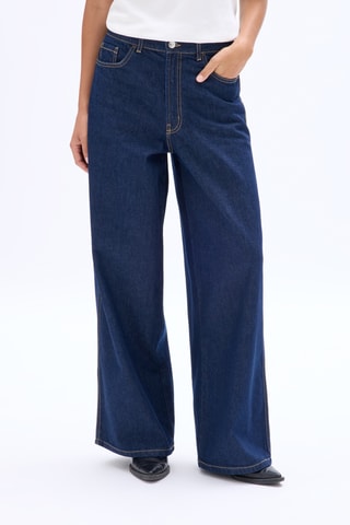 Jeans Wide Legs met Hoge Taille - Donkerblauw