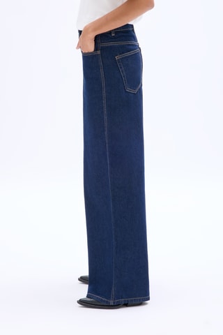Jeans Wide Legs met Hoge Taille - Donkerblauw