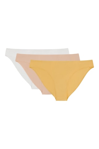 3 Slips - mosterdgeel, nude en wit