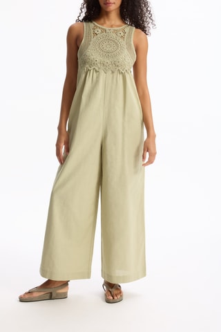 Jumpsuit van 2 materialen - Kaki
