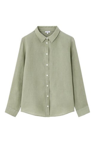 Linnen Blouse Regular Fit - Olijfgroen