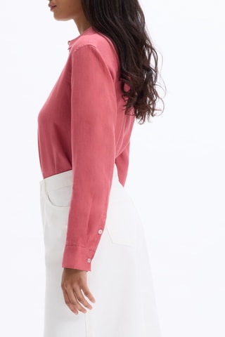 Blouse van linnen straight fit- Oudroze
