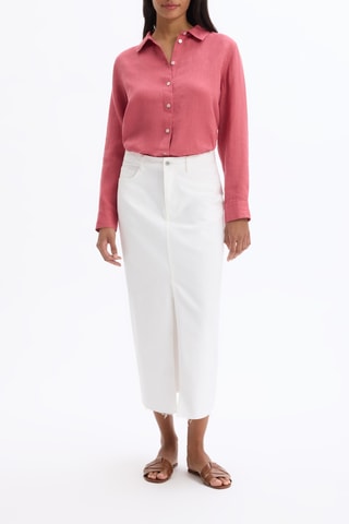 Blouse van linnen straight fit- Oudroze