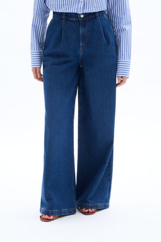 Jeans Wide Legs met Hoge Taille - Marineblauw
