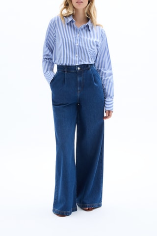 Jeans Wide Legs met Hoge Taille - Marineblauw