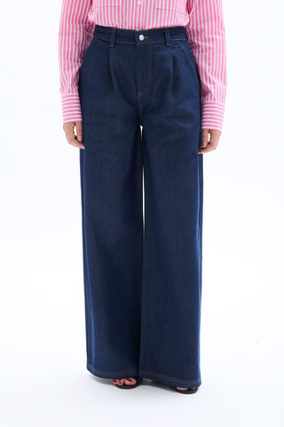 Jeans Wide Legs met Hoge Taille - Donkerblauw