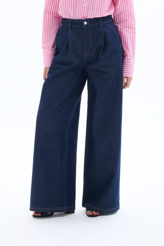 Jeans Wide Legs met Hoge Taille - Donkerblauw