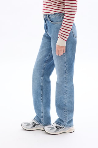 Jeans Hoge Taille Straight Cut - Hemelsblauw