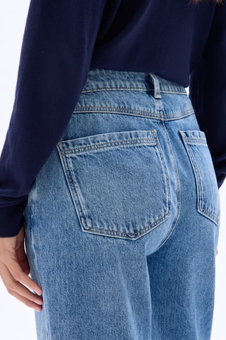 Jeans Hoge Taille Straight Cut - Hemelsblauw