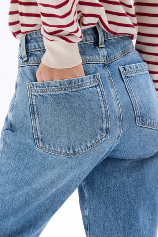 Jeans Hoge Taille Straight Cut - Hemelsblauw