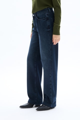 Jeans Hoge Taille Straight Cut - Marineblauw