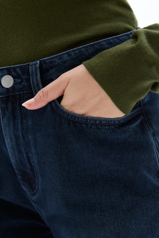 Jeans Hoge Taille Straight Cut - Marineblauw