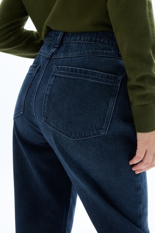 Jeans Hoge Taille Straight Cut - Marineblauw