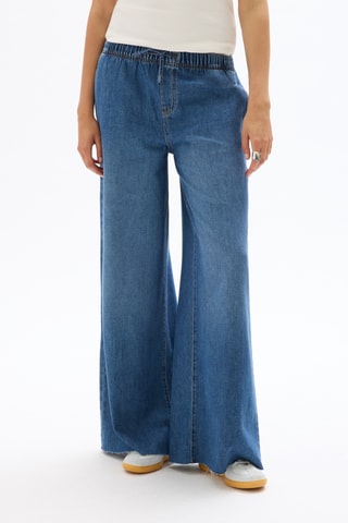 Jeans Wide Legs met Hoge Taille - Marineblauw