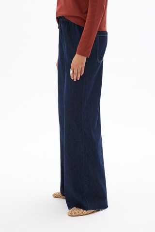 Jeans Wide Legs met Hoge Taille - Donkerblauw