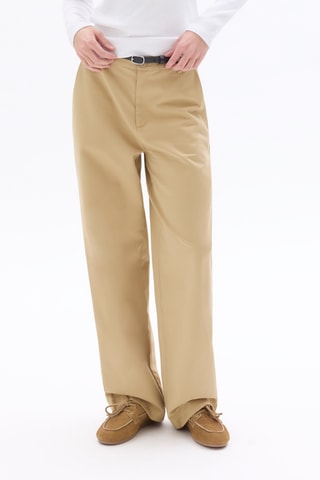 Broek Straight Hoge Taille - Beige