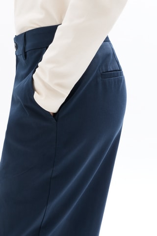 Broek Straight Hoge Taille - Marineblauw