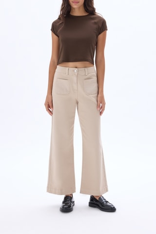 Broek Wide Legs Hoge Taille - Beige