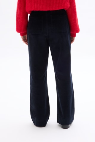 Velours Broek Hoge Taille Wide Legs - Marineblauw