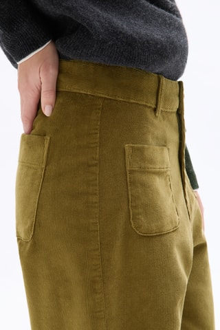 Velours Broek Hoge Taille Wide Legs - Kaki