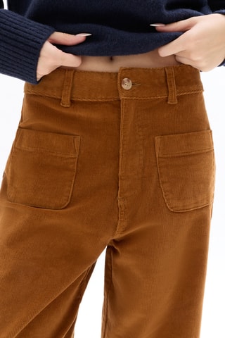 Velours Broek Hoge Taille Wide Legs - Camel