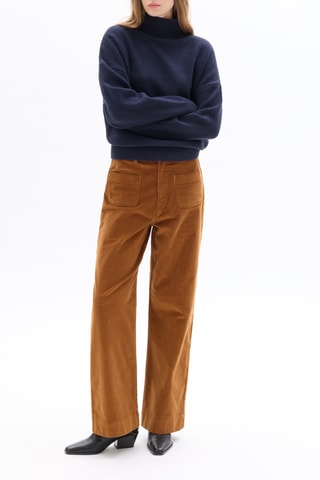 Velours Broek Hoge Taille Wide Legs - Camel