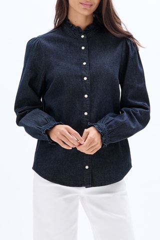 Spijkerblouse straight fit- Marineblauw