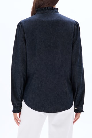 Spijkerblouse straight fit- Marineblauw