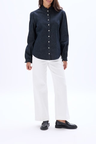 Spijkerblouse straight fit- Marineblauw