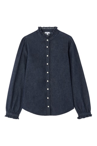 Spijkerblouse straight fit- Marineblauw