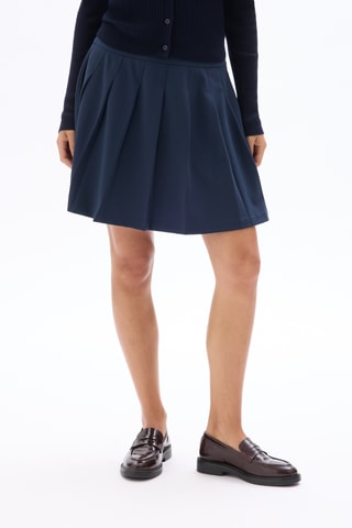 Plissérok met Hoge Taille- Marineblauw