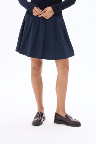 Plissérok met Hoge Taille- Marineblauw