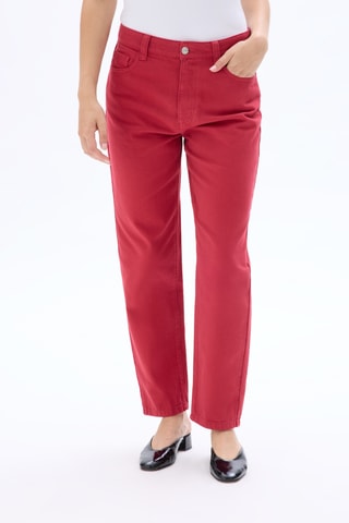 Jeans Hoge Taille Mom - Bordeauxrood