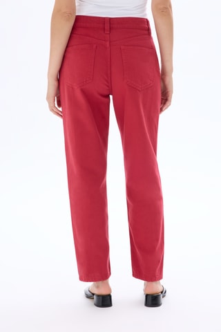 Jeans Hoge Taille Mom - Bordeauxrood