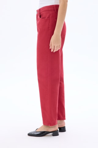 Jeans Hoge Taille Mom - Bordeauxrood
