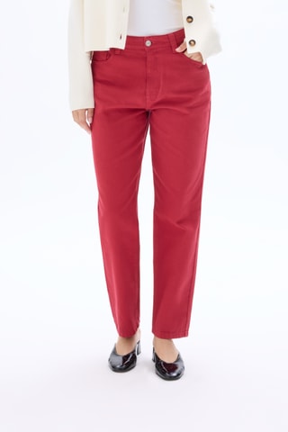 Jeans Hoge Taille Mom - Bordeauxrood
