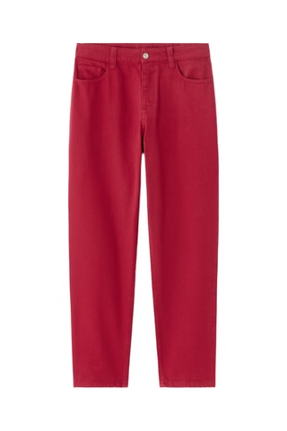 Jeans Hoge Taille Mom - Bordeauxrood