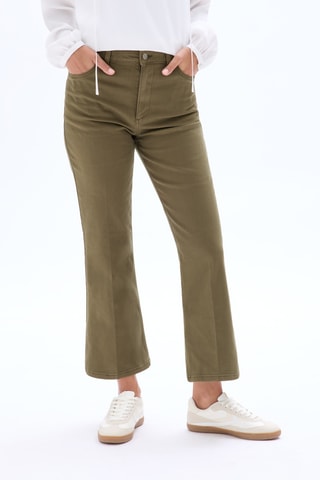 Broek Flare Cut Hoge Taille - Kaki