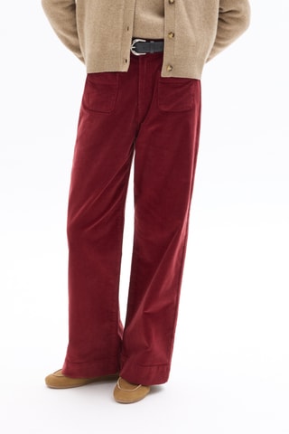 Velours Broek Hoge Taille Wide Legs - Bordeauxrood
