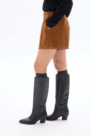 Velours Short Straight Hoge Taille - Camel