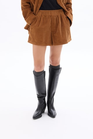 Velours Short Straight Hoge Taille - Camel
